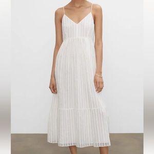 Elegant White Striped Dress